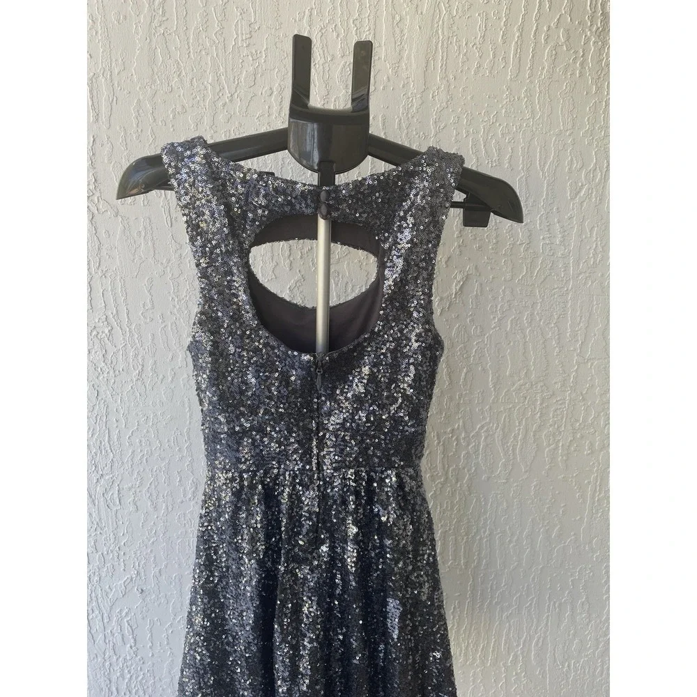 Arden B Sequin Dress Size S Gunmetal Silver Full Skirt